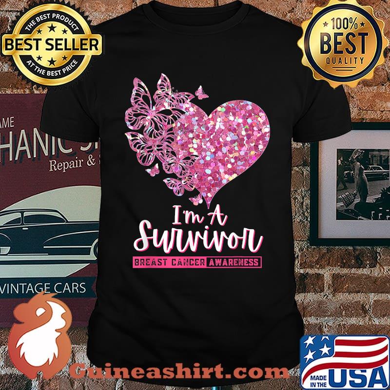 Im A Survivor Pink butterfly, Breast cancer fighters T-Shirt