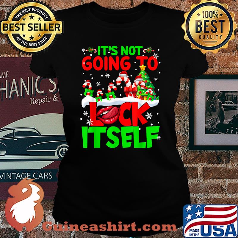 It's Not Going To Lick Itself Santa Candy Cane Christmas T-Shirt Laides tee