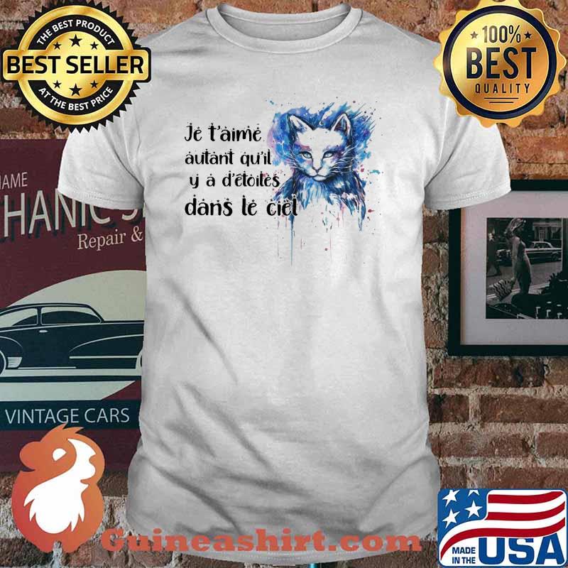 Je t'aime autant qu'il y a d'étoiles dans le ciel cat watercolor shirt