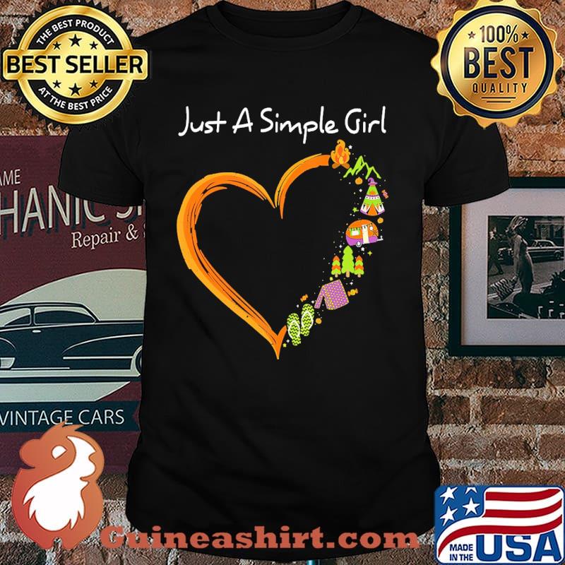 Just a simple girl camping heart shirt