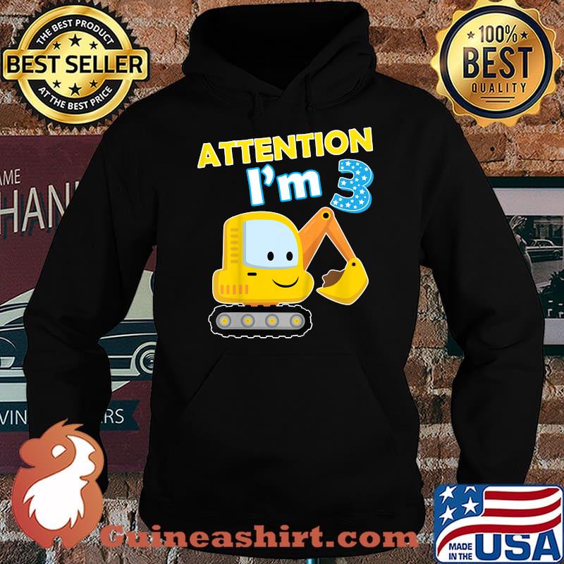 Kids Digger Three 3yr 3rd 3 Year Old Birthday Boy Girl Kid T-Shirt Hoodie
