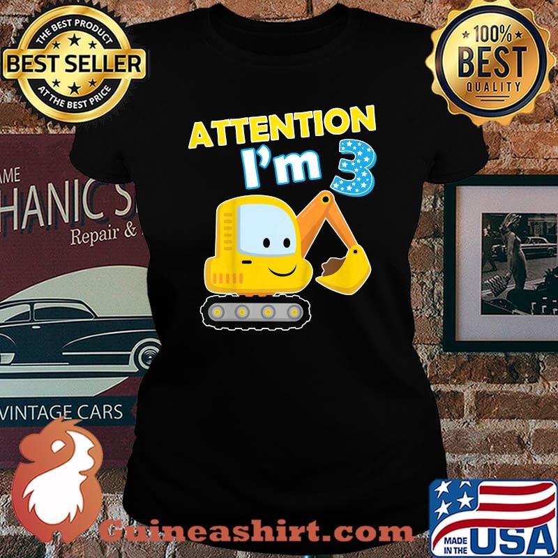 Kids Digger Three 3yr 3rd 3 Year Old Birthday Boy Girl Kid T-Shirt Laides tee