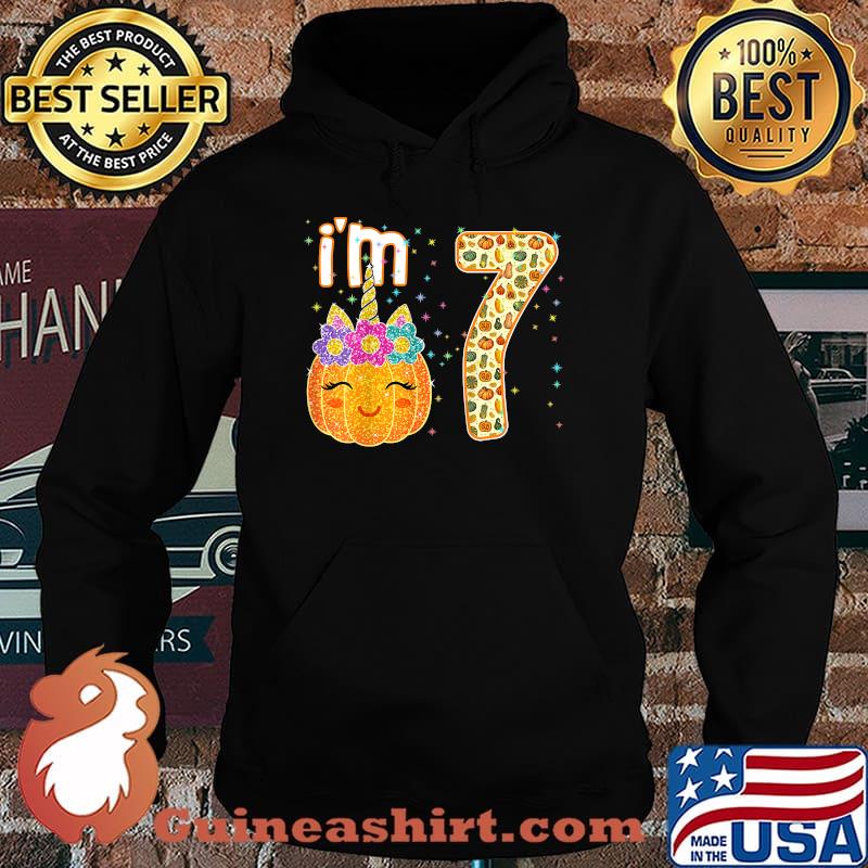 Kids Kids Im 7 Years Old Unicorn Pumpkin Halloween 7th Birthday T-Shirt Hoodie