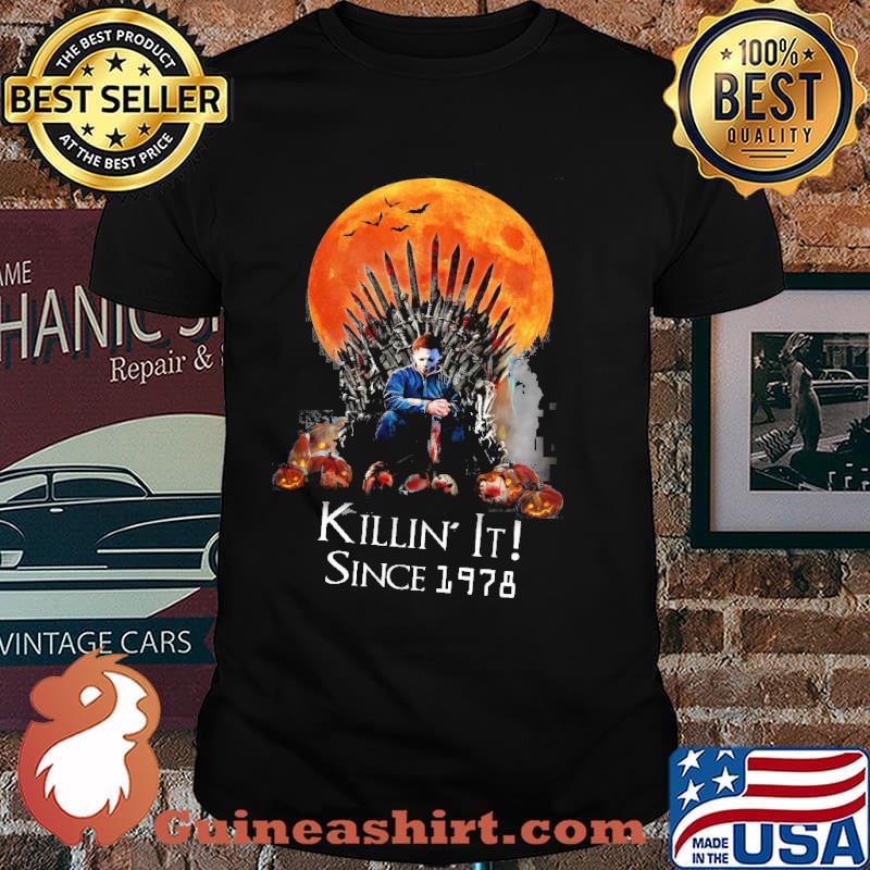 Killin it since 1978 face mask blood moon knife shirt