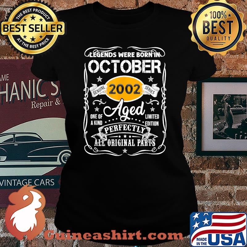 Legends Were Born In October 2022 Aged Perfect All original Parts 19 Years Old 2002 19th Birthday T-Shirt Laides tee