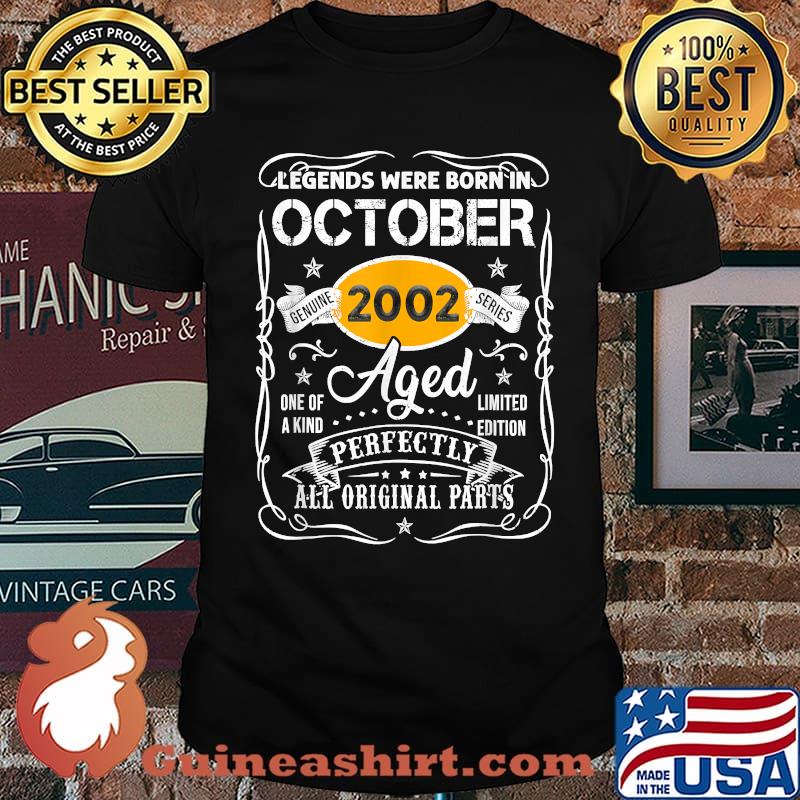 Legends Were Born In October 2022 Aged Perfect All original Parts 19 Years Old 2002 19th Birthday T-Shirt