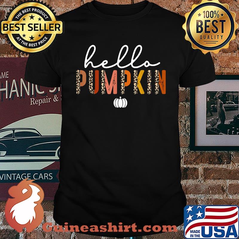Leopard Boho Hello Pumpkin Cute Fall Autumn Season Halloween T-Shirt