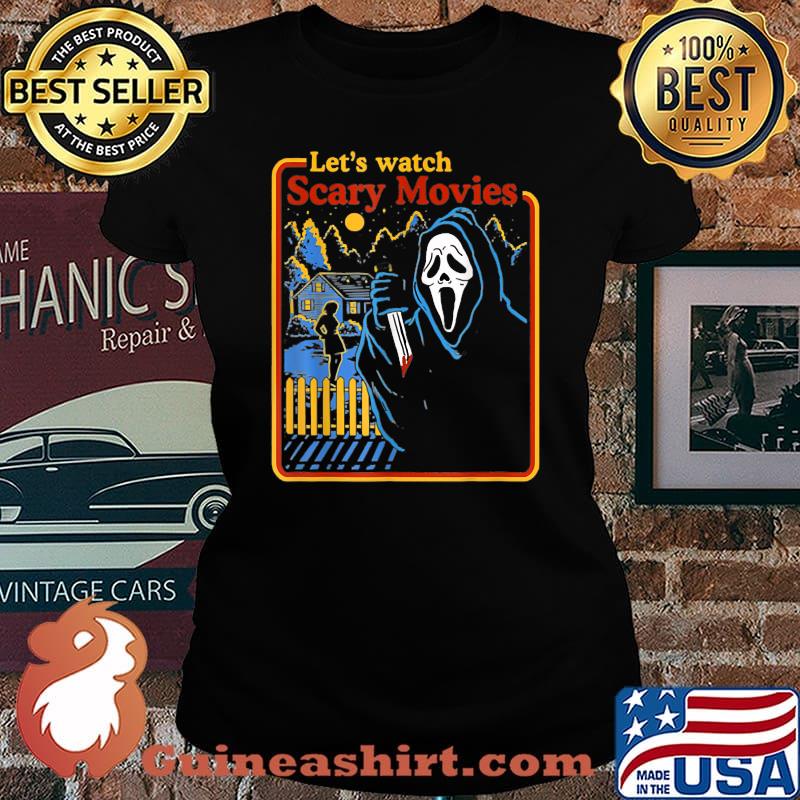 Lets Watch Scary Movies Scream Horror T-Shirt Laides tee