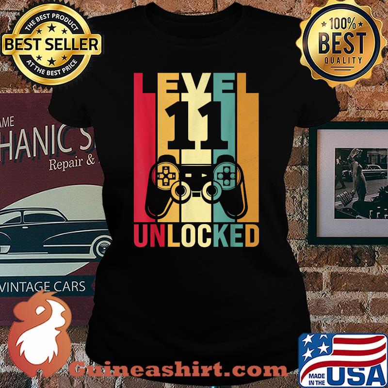 Level 11 Unlocked Video Game 11th Years Old Birthday Vintage T-Shirt Laides tee
