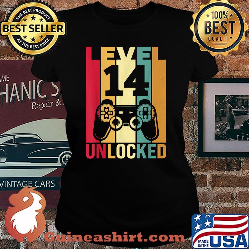 Level 14 Unclocked 2007 14 Birthday Video Game 14th Years Old Vintage T-Shirt Laides tee