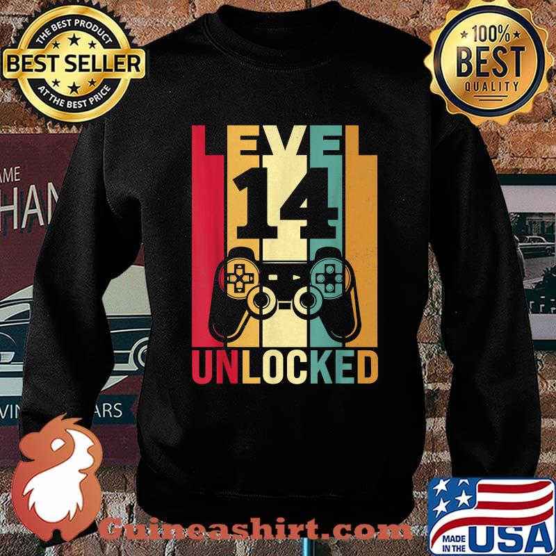 Level 14 Unclocked 2007 14 Birthday Video Game 14th Years Old Vintage T-Shirt Sweater