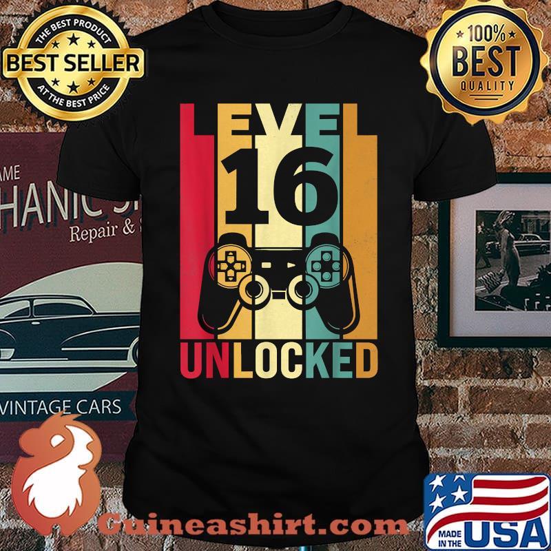 Level 16 Unlocked 16 Birthday Video game Vintage T-Shirt
