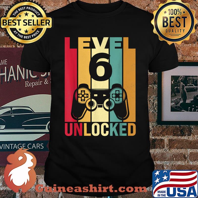 Level 6 Unlocked Birthday Video Game 6th Years Old Vintage T-Shirt