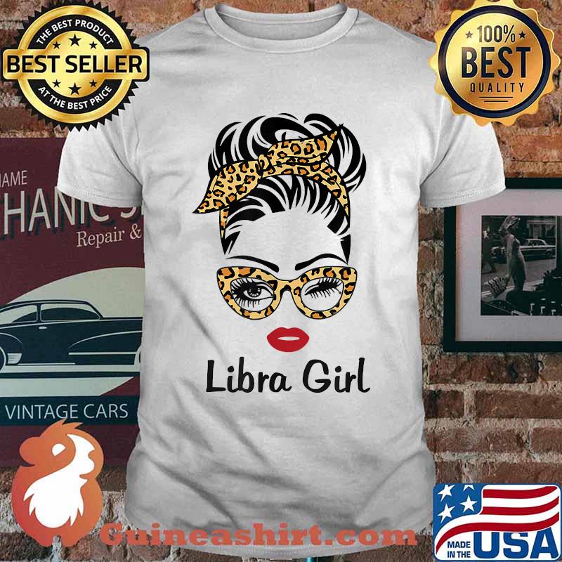 Libra Girl September October Birthday Face Leopard Wink Eye T-Shirt