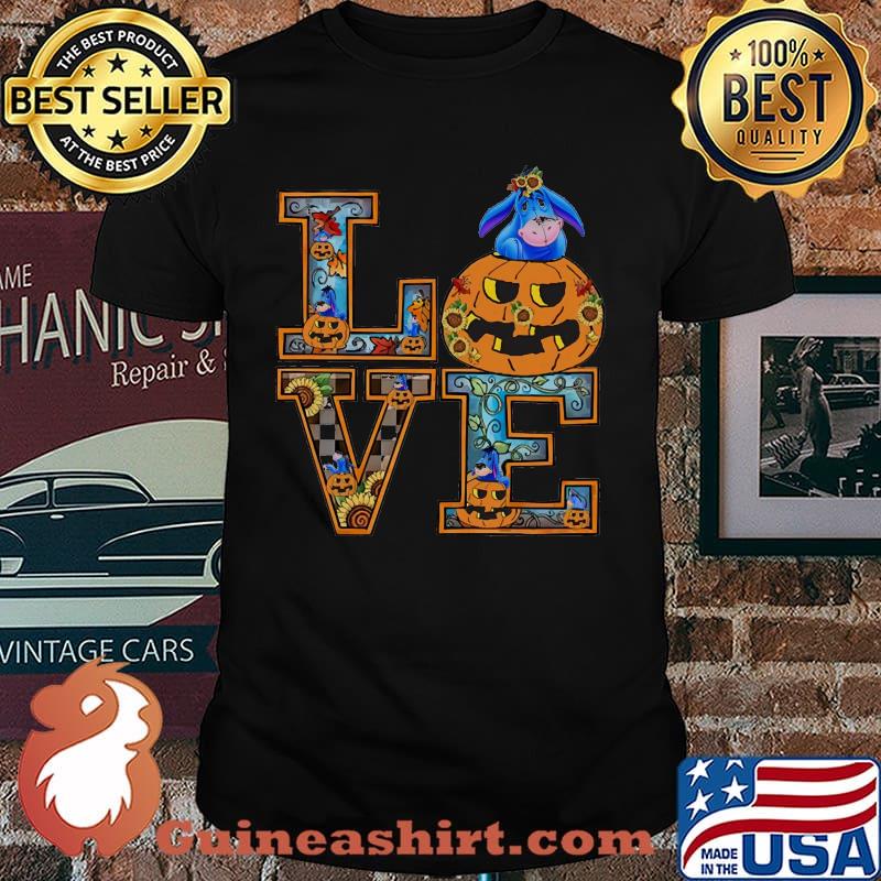 Love eeyore sunflower pumpkin halloween shirt