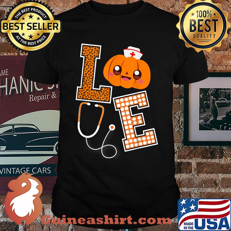 Love Nurse Halloween Pumpkin Fall Nurses costume T-Shirt
