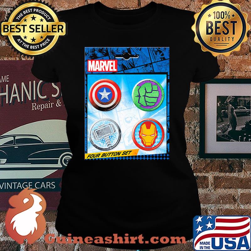 Marvel Comics Four Avengers Button Set Shirt Laides tee