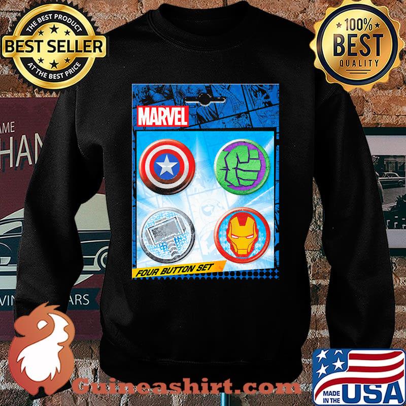 Marvel Comics Four Avengers Button Set Shirt Sweater
