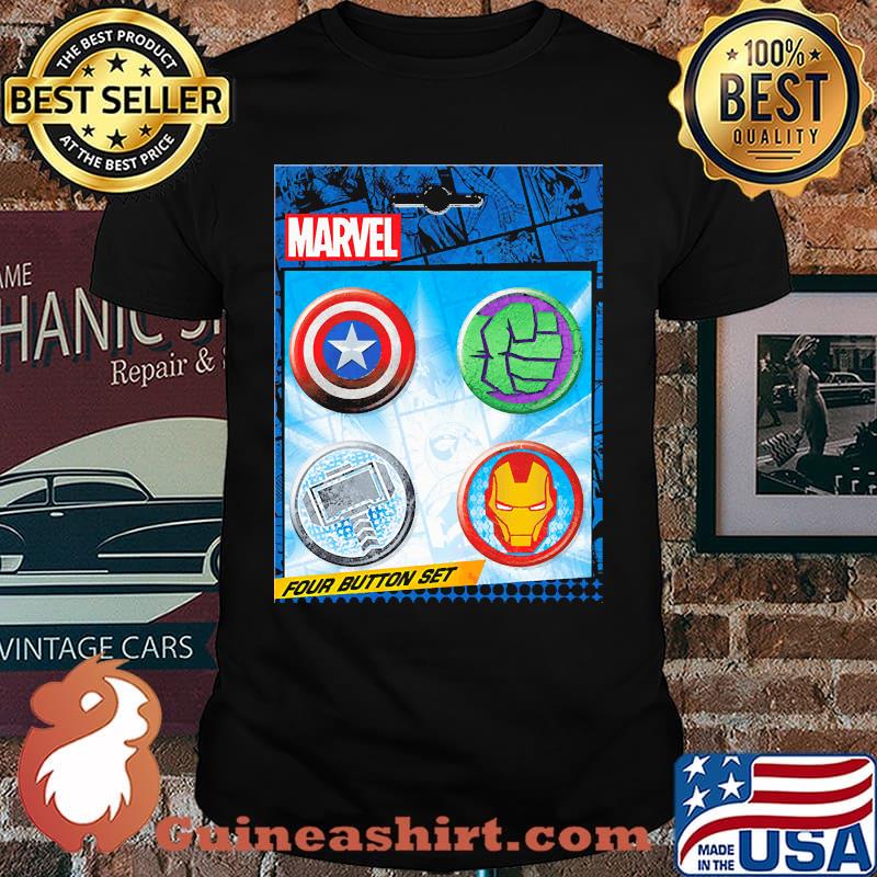 Marvel Comics Four Avengers Button Set Shirt