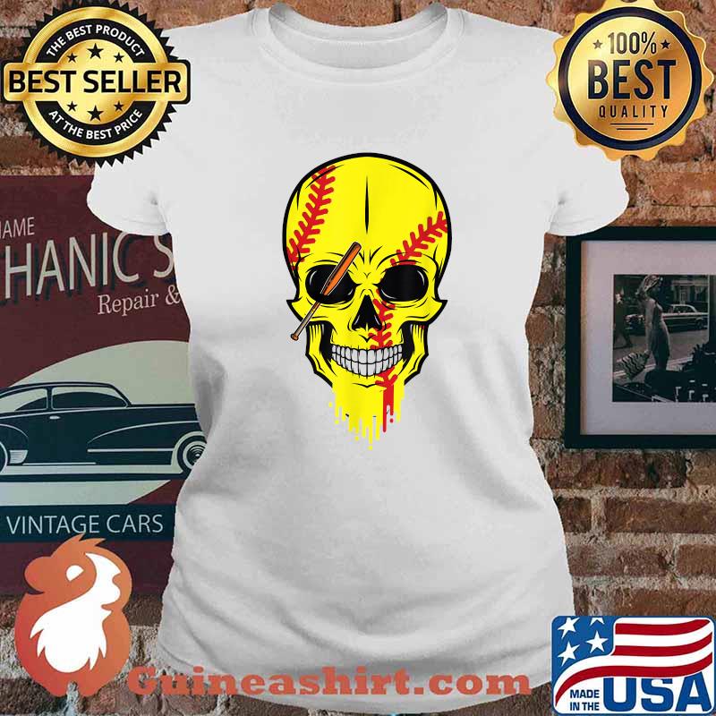 Matching Family softball Skull Halloween 2021 T-Shirt Ladies tee