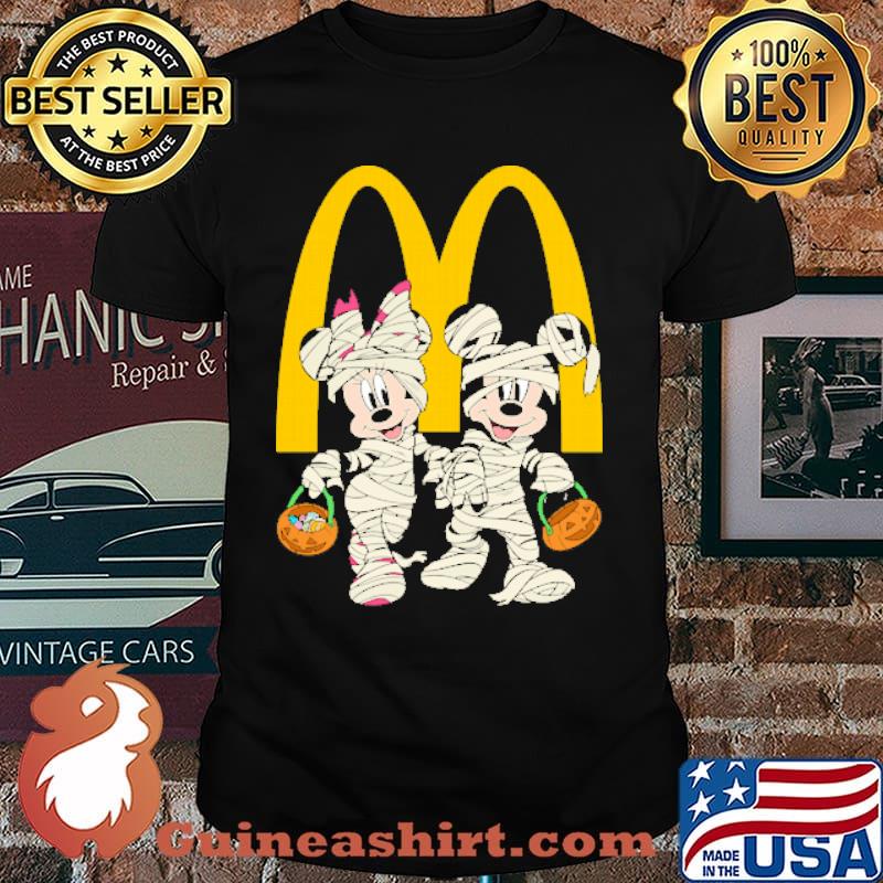 Mcdonalds logo minnie and mickey mouse shirt