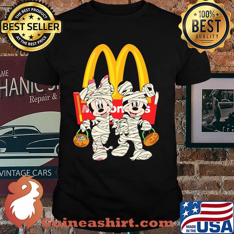 Mcdonalds logo with minnie and mickey mouse shirt