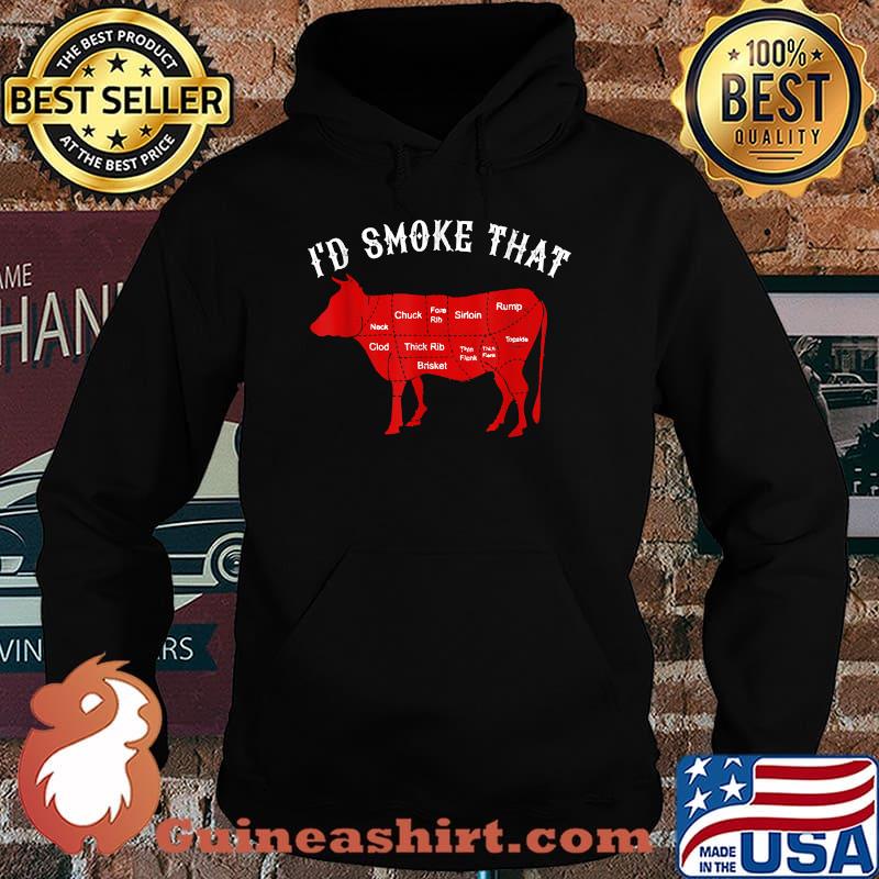 Men Chef Butcher Cook BBQ I'd Smoke That Cow Beef T-Shirt Hoodie