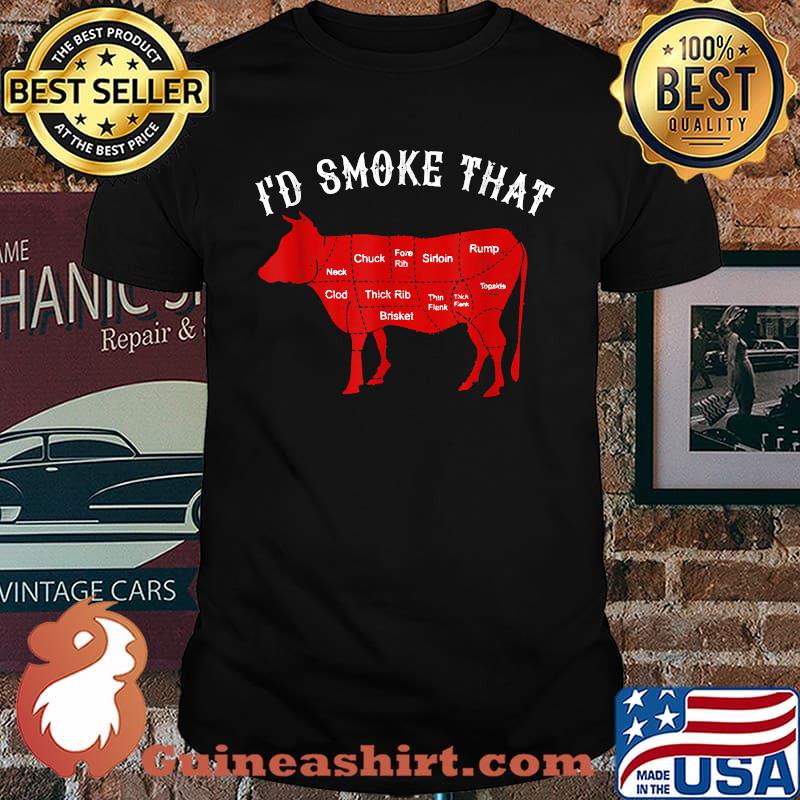 Men Chef Butcher Cook BBQ I'd Smoke That Cow Beef T-Shirt