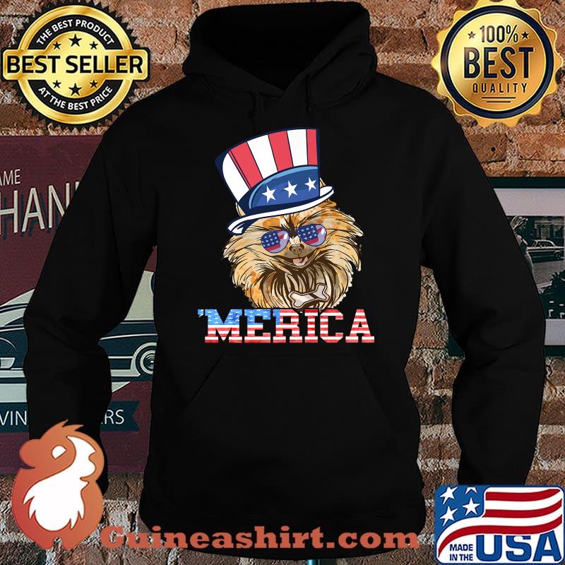 Merica Patriotic Pomeranian Dog Owner Pom Dog American Flag T-Shirt Hoodie
