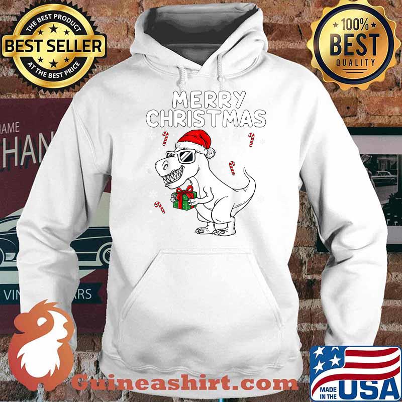 Merry Christmas T Rex Dinosaur Boys Kids Family Xmas T-Shirt Hoodie