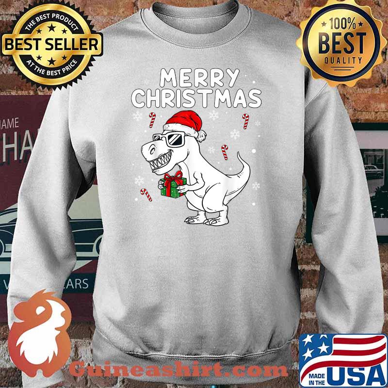 Merry Christmas T Rex Dinosaur Boys Kids Family Xmas T-Shirt Sweater