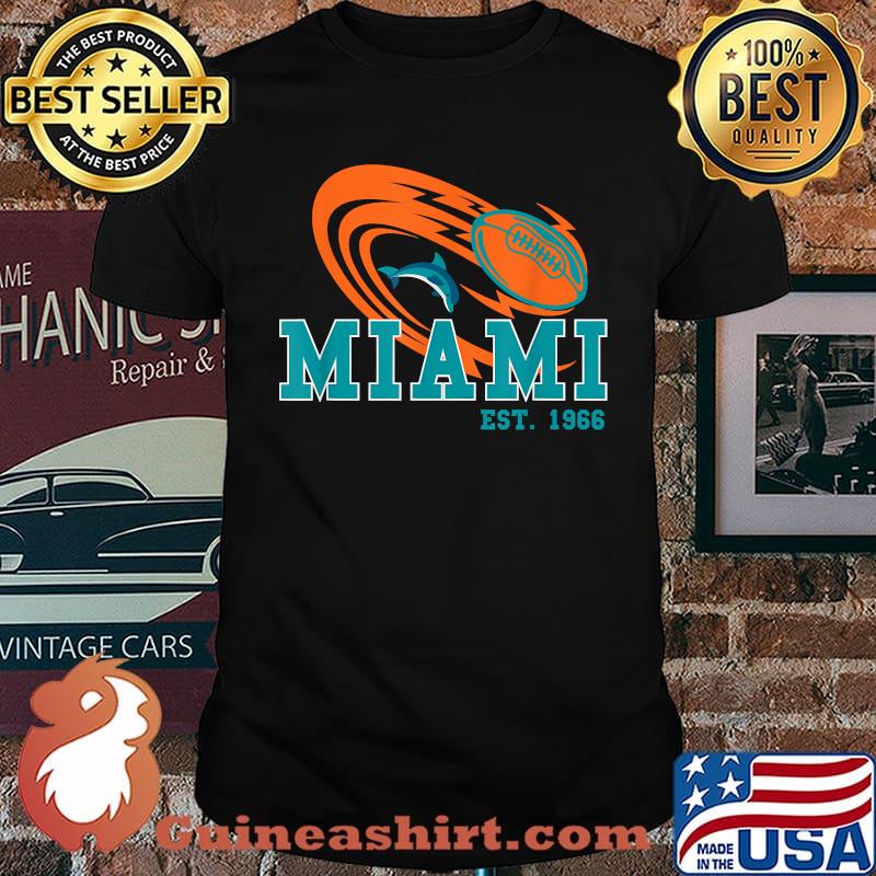 Miami Est.1966 Sports Team Novelty Athletic Dolphin T-Shirt