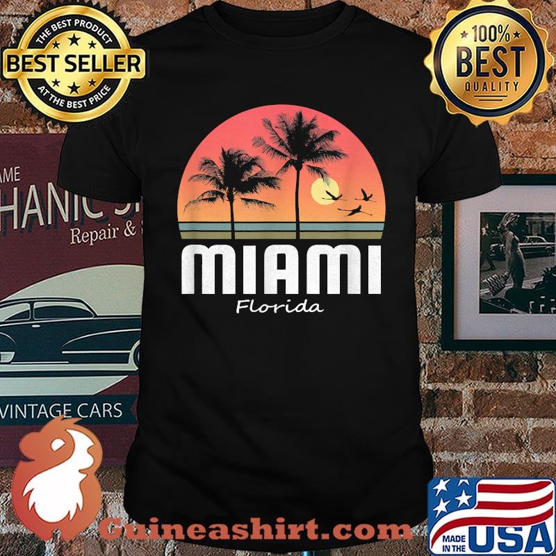 Miami Florida Beach Palm Sunset Souvenir Vintage T-Shirt