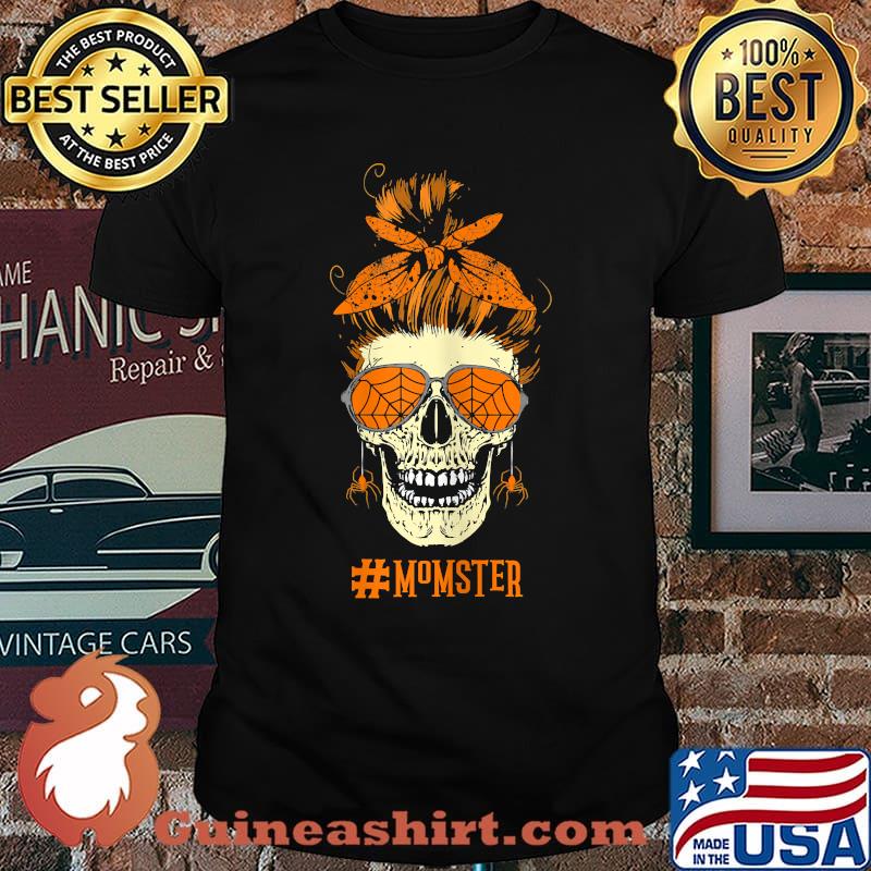 Momster Messy Bun Skull Halloween Mom T-Shirt
