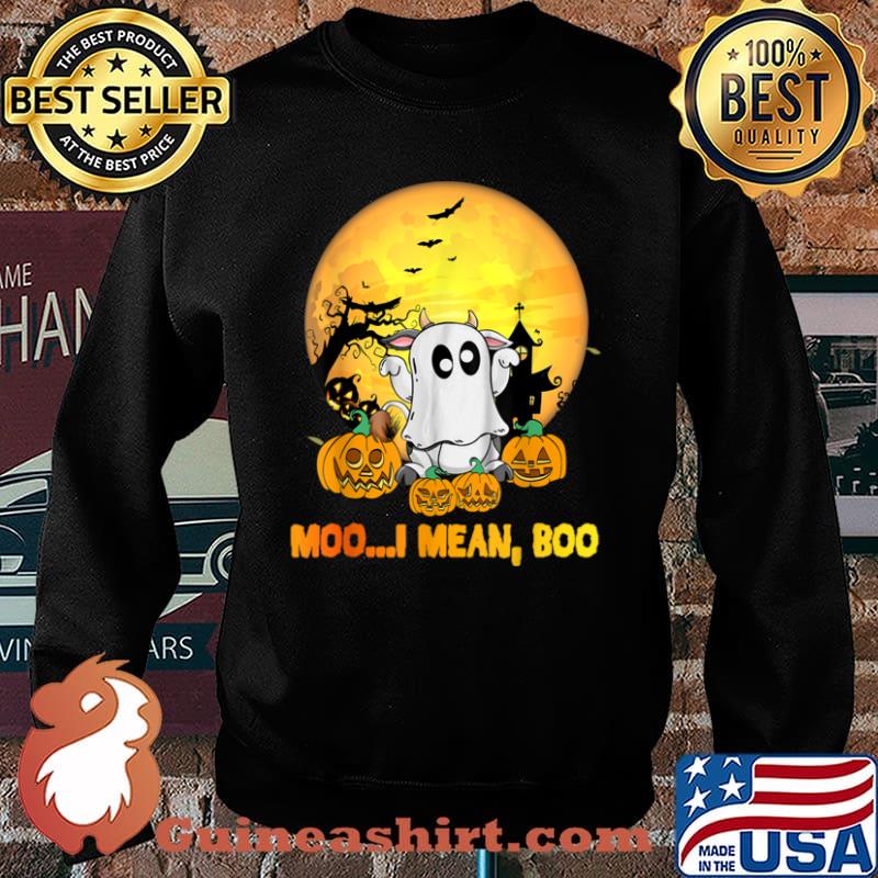 Moo I Mean Boo Ghost Cow Halloween Farmer Shirt Sweater