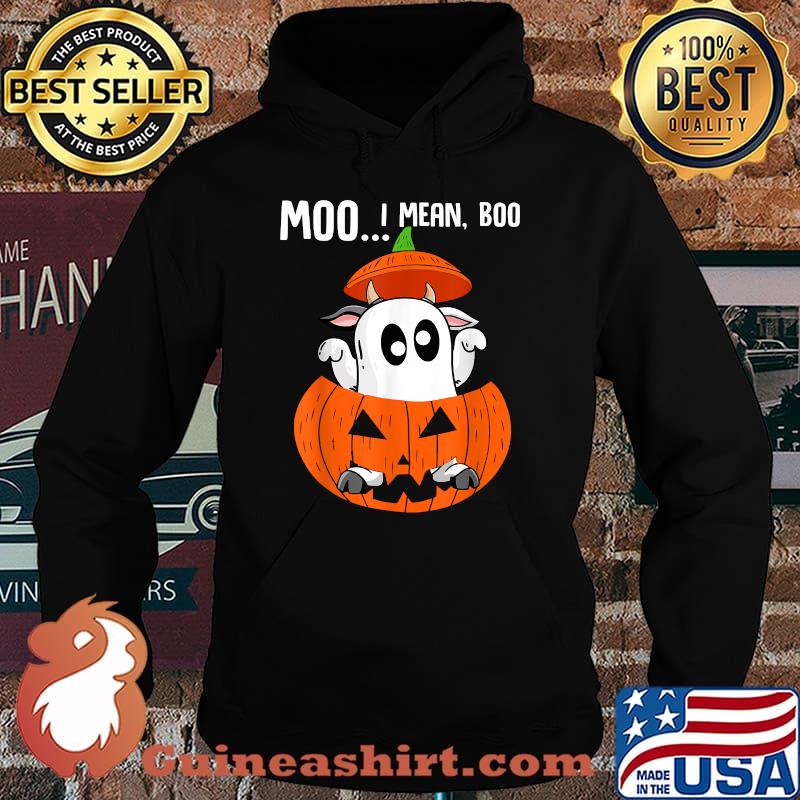 Moo I Mean Boo Halloween Ghost Cow Pumpkin 2021 T-Shirt Hoodie