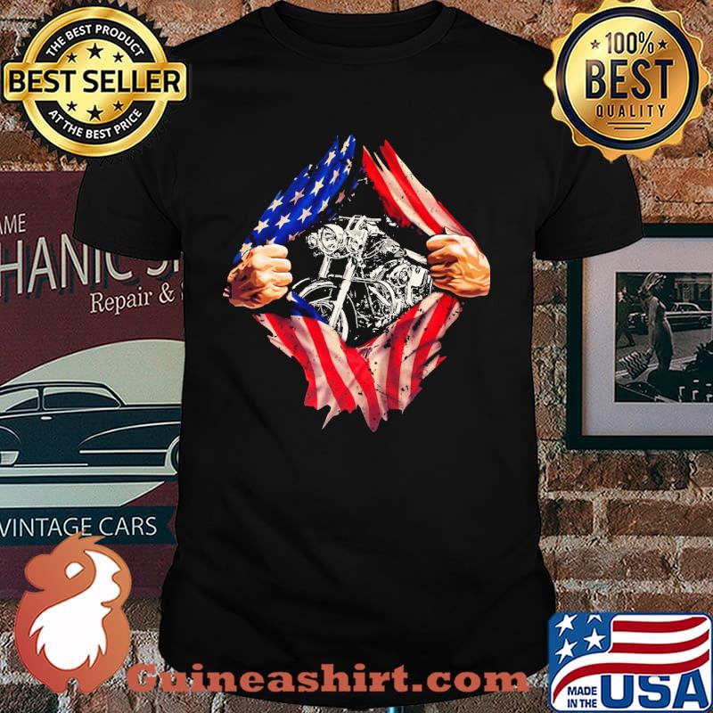 Motorcycle usa flag open 4th july shirt