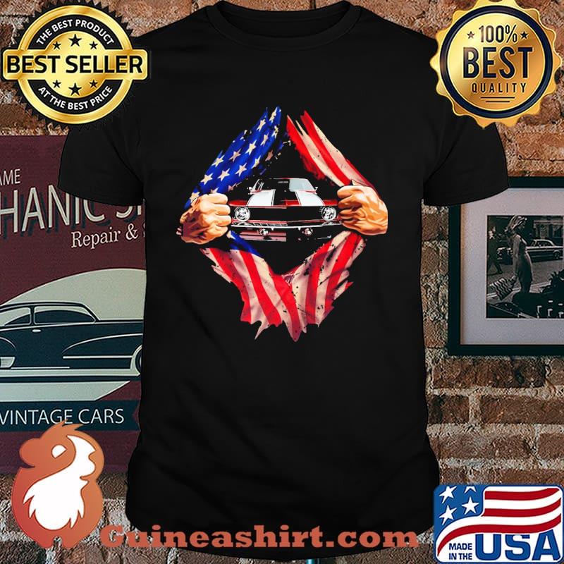 Muscle Car usa flag open 4th july shirt