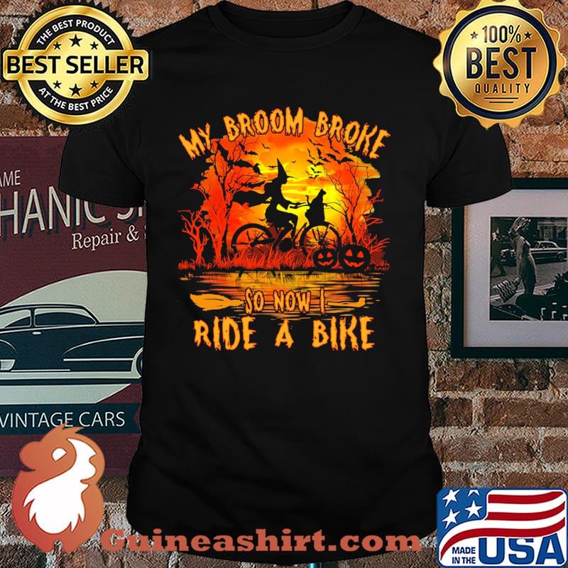 My broom broke so now i ride a bike witch blood moon shirt