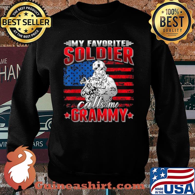My Favorite Soldier Calls Me Grammy US Flag Army Grandmother s Sweater