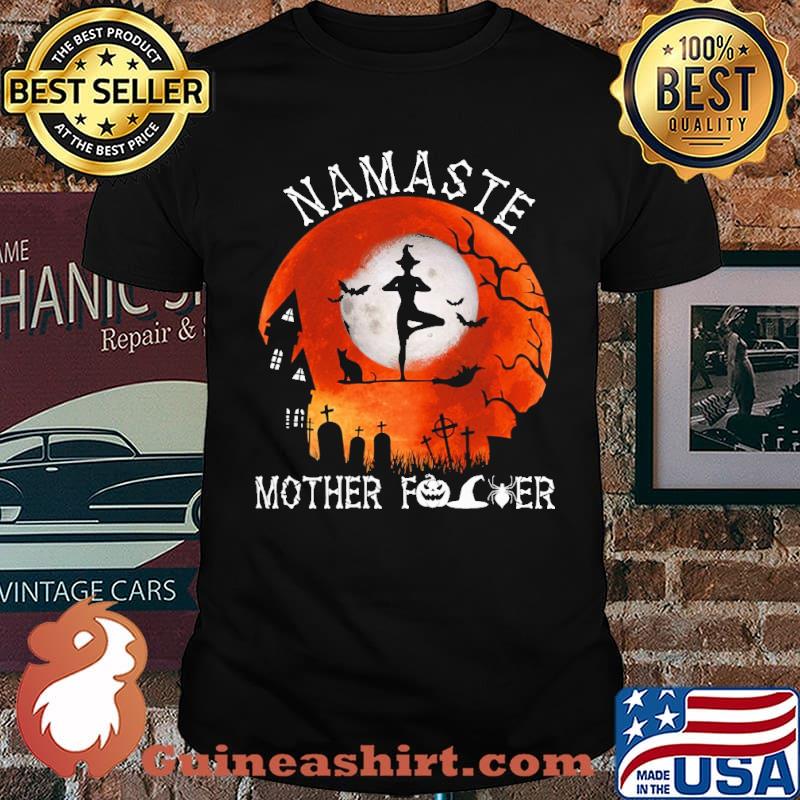 Namaste Mother Fucker Blood Moon Witch Yoda Funny Halloween shirt