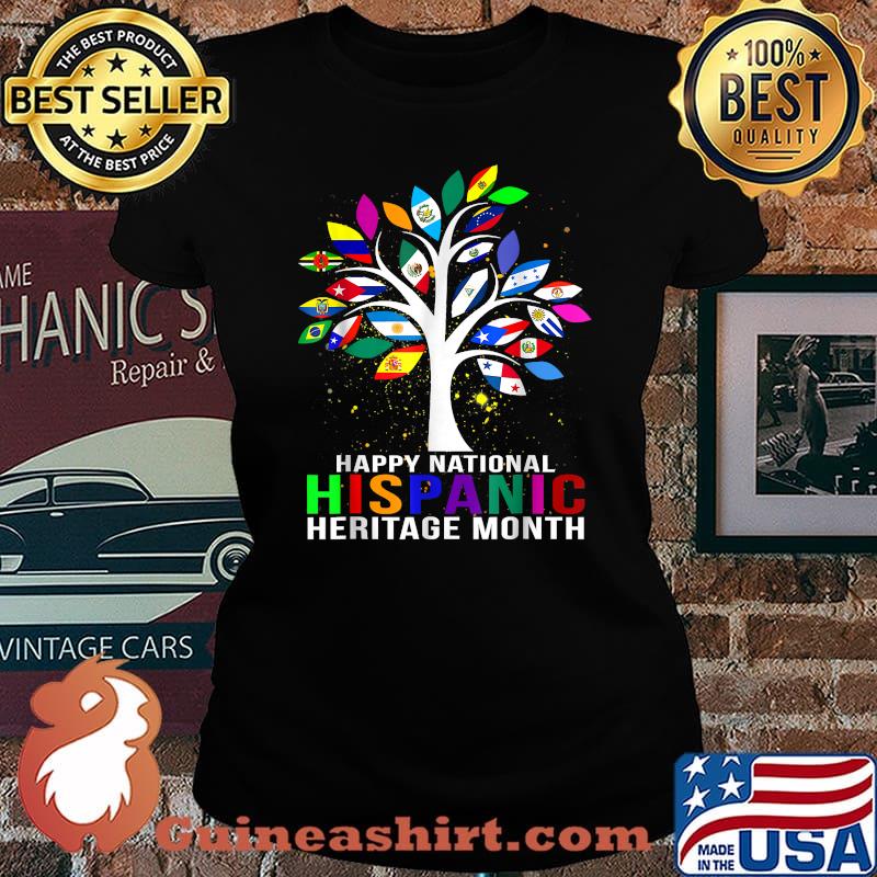 National Hispanic Heritage Month Tree Roots Latina Flag T-Shirt Laides tee
