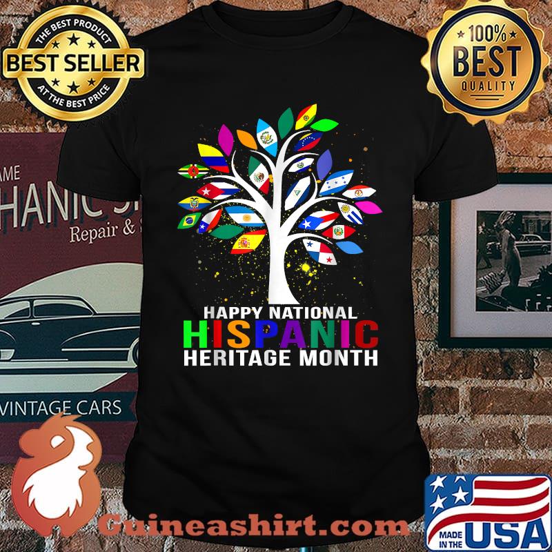 National Hispanic Heritage Month Tree Roots Latina Flag T-Shirt