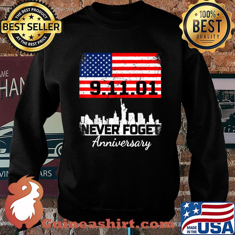 Nice 9.11.01 Never Forget American Flag 20th Anniversary- 20 Years NY T-Shirt Sweater