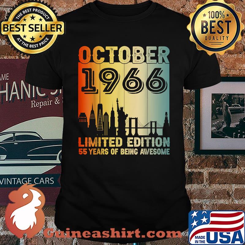 October 1966 Limited Edition 55 Years Of Being Awesome 55th Birthday Vintage T-Shirt