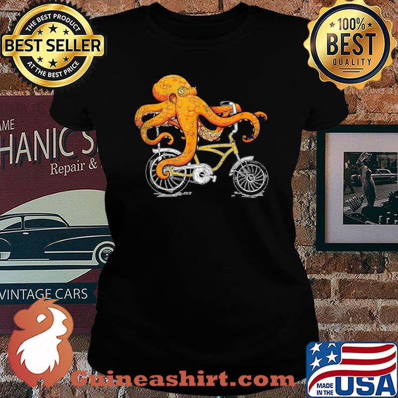 Octopus Riding A Bike T-Shirt Laides tee