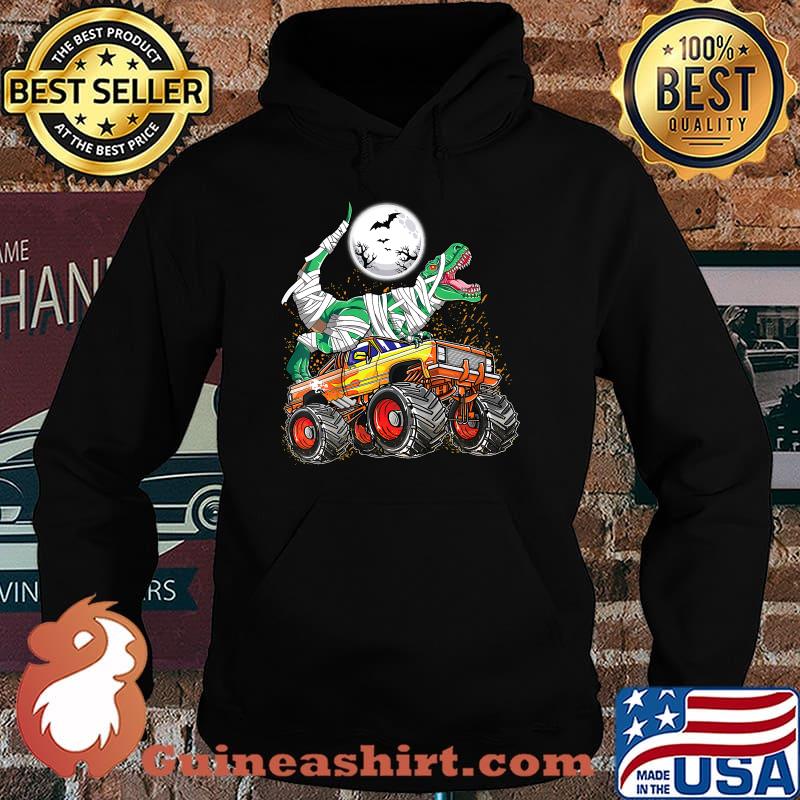 Official halloween Moon Dinosaur T rex Riding Monster Truck T-Shirt Hoodie