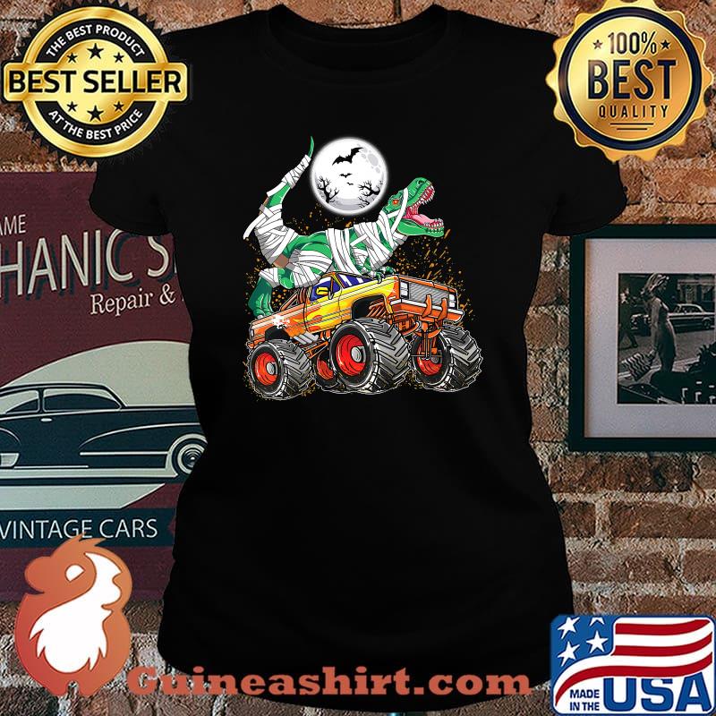 Official halloween Moon Dinosaur T rex Riding Monster Truck T-Shirt Laides tee