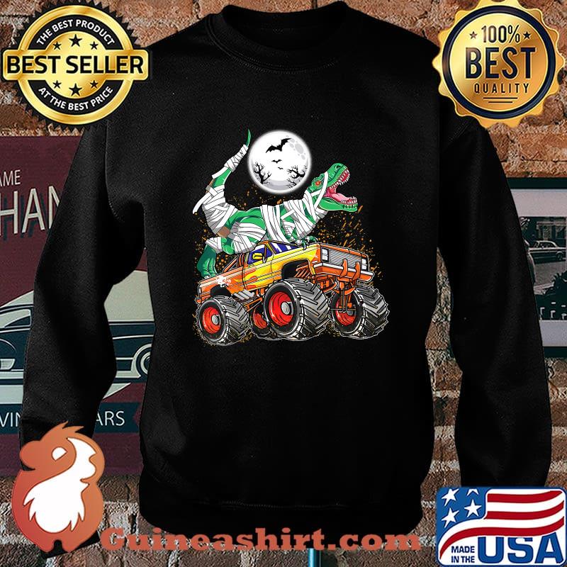 Official halloween Moon Dinosaur T rex Riding Monster Truck T-Shirt Sweater