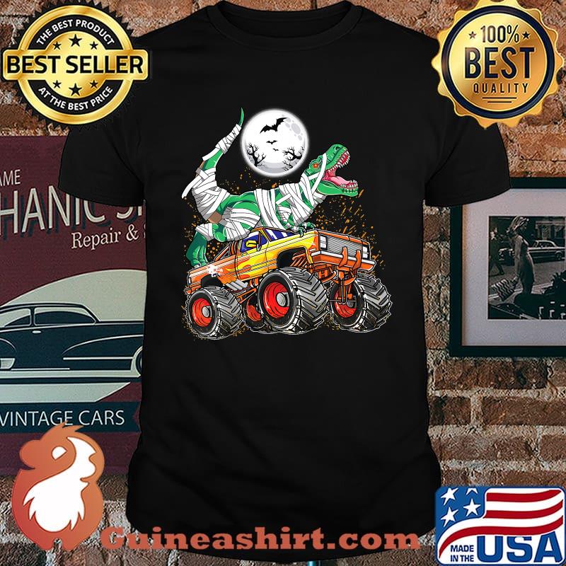 Official halloween Moon Dinosaur T rex Riding Monster Truck T-Shirt